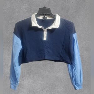 Rue 21 crop long sleeve colorblocked polo Size Medium